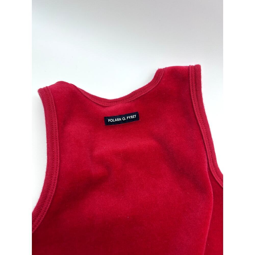 Polarn O. Pyret Red Velvet Velour Jumpsuit Footed Overalls Baby size 4- 6 Months - Picture 4 of 8